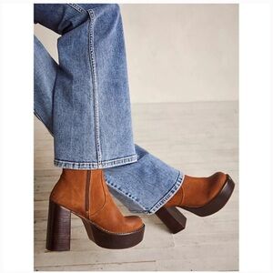 Free People; Lucy Suede Platform Ankle Boots